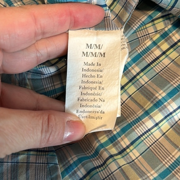 Original Penguin classic fit blue plaid button down shirt size M - Picture 6 of 7